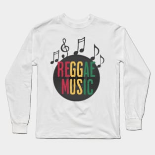 Reggae Music | Music Notes | Vintage Vinyl Record Long Sleeve T-Shirt